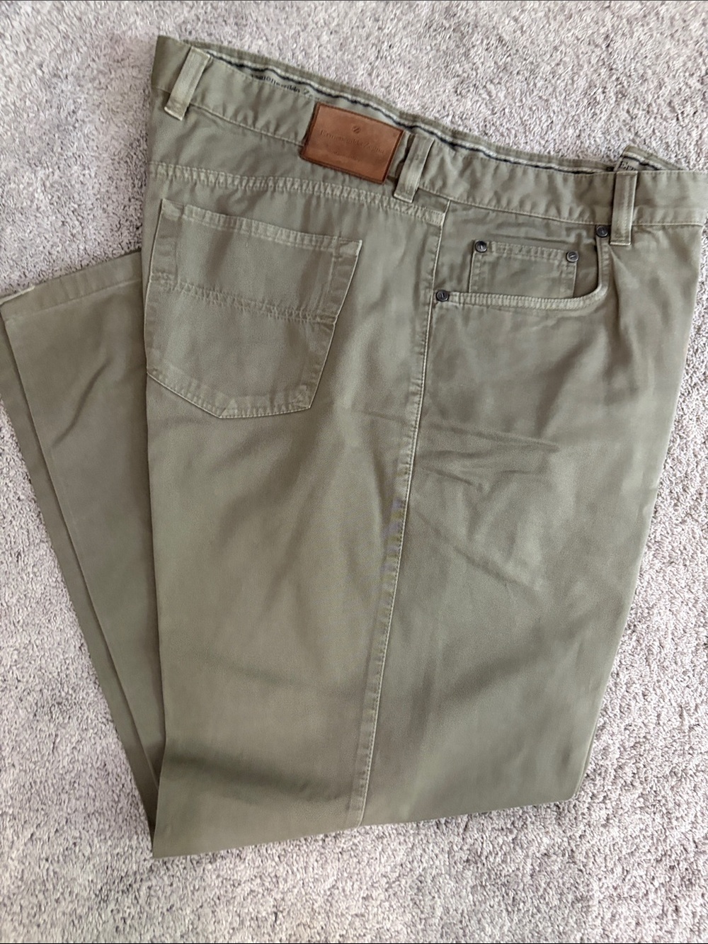Ermeneglido Zegna Men's Olive Green Casual Pants 42